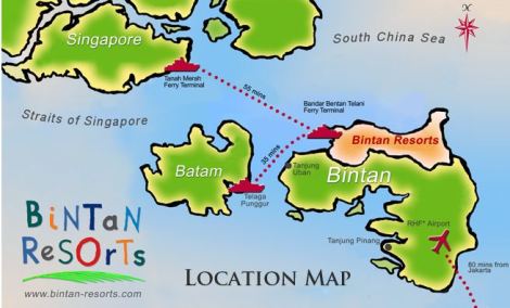 Bintan-SG ferry route map
